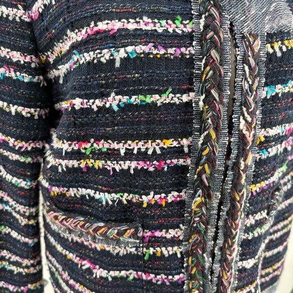 J. Crew Tweed Lady Jacket Blazer with Ties Cropped Navy Blue Pink 4 New with Tag - Picture 7 of 12